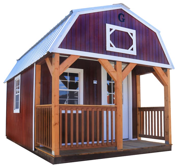 Portable cabin with barn loft, red