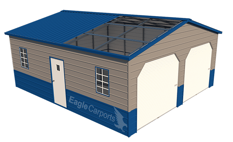 15x35x13 Metal Garage - Vertical Roof - Eagle Carports