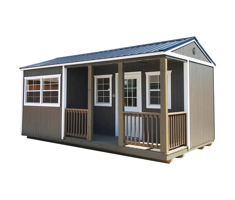 Portable cabin with corner porch